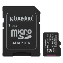 Kingston 128GB Canvas Select Plus Gen3 MicroSDXC Card with SD Adapter, UHS-I Class 10, U1, V10, A1 App Performance, 150MB/s Kingston 128GB Canvas Select Plus Gen3 MicroSDXC Card with SD Adapter, UHS-I Class 10, U1, V10, A1 App Performance, 150MB/s